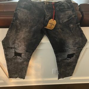 Big and Tall Mens Grindhouse Black distressed jeans